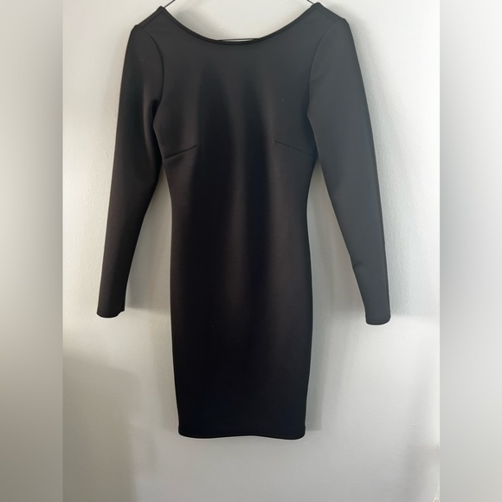 Kardashian Kollection‎ long sleeve bodycon black scuba dress